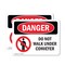 Signmission Do Not Walk Under Conveyor Danger Sign, Plastic, 10in W x 7in L, 2PK OS-2PACK-DS-P-710-L-1182 - alternate 1